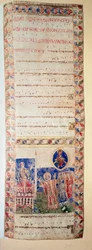 La bénédiction de la fontaine (Ms.724/2-Carta2) Manuscrit enluminé du XIIe siècle. Rome, Biblioteca Casanatense