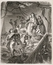 La galère de Saint Louis - dans "Histoire des papes, rois, reines, empereurs, à travers les siècles" par Maurice Lachatre 1857