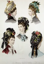 Coiffures de dames - gravure, fin du XIXe siècle