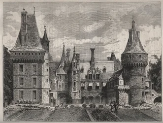 Le château de Maintenon, Eure-et-Loir, Centre, France gravure du 19e siècle