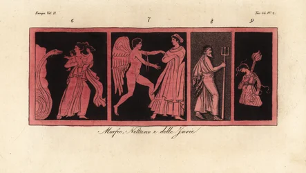Léto avec ses enfants Apollon et Artémis, une des Grâces, Neptune et une des Furies