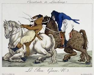 Cavalcade de Longchamps - caricature, début 19e siècle