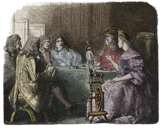 Louis XIV traitant des affaires avec ses ministres dans les appartements de Madame de Maintenon (gravure)