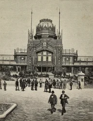 Façade principale de United Exhibitions, Milan, Italie, gravure d
