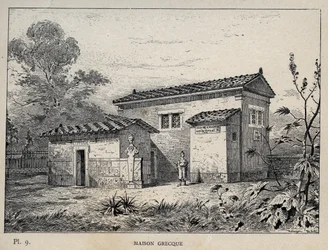 Maison grecque - gravure de 1889 dans « Histoire de l