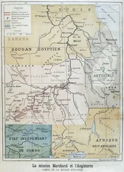 Carte de la zone explorée par la Mission Marchand - dans « Le Petit Journal » du 09/10/1898
