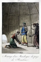 Mariage chez les Mandingues (Mali?), Afrique (gravure)