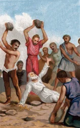 Martyr de Saint Pothin, premier évêque de Lyon et premier évêque de Gaule sous Marc Aurèle à Lyon en 171.