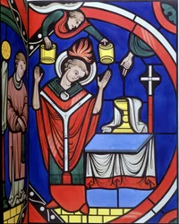 Similitude de vitrail de la cathédrale du Mans. Tracé du 19ème siècle