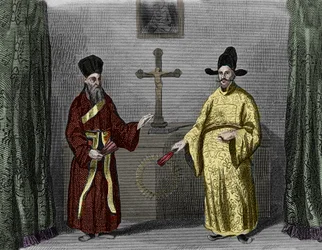 Matteo Ricci avec le converti Paul Ly - Portrait de Matteo Ricci (1552-1610) (à gauche), jésuite italien, et Paul Ly, grand propagateur de la foi chrétienne en Chine