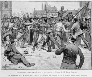 1er mai (1891) à Fourmies - Collision entre grévistes et troupe - dans « Le Monde Illustré »