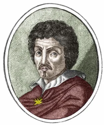 Michelangelo Merisi dit il Caravaggio ou Caravaggio (1569 - 1609), gravure 17e siècle.