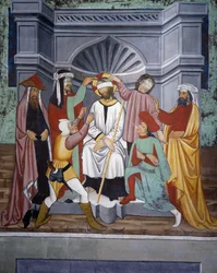 Moquerie du Christ, Vie du Christ (15e siècle), fresques, Chapelle de Saint Sébastien, Villard-de-Lans, Rhône-Alpes, France