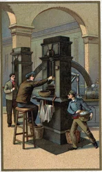 Presse monétaire Chromolithographie de la fin du XIXe siècle