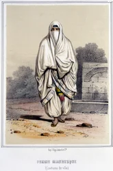 Femme mauresque en costume de ville à Alger durant la seconde moitié du XIXe siècle.