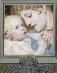 Mère donnant le biberon à son enfant - XIXe siècle