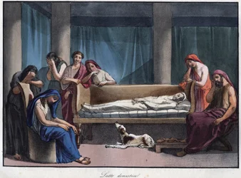 Deuil dans une maison romaine - gravure tirée de « Usi e Costumi di Tutti i Popoli dell
