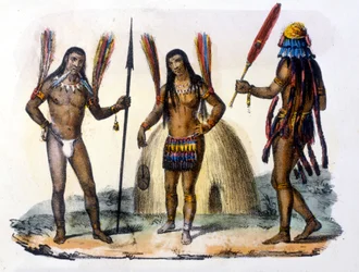 Indiens Mundrucu et Jivaros en Équateur. Gravure 1846-48