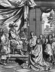 Magistrats municipaux présentant au roi Louis XIV la description de son entrée à Paris
