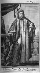 Ordres de Chevalerie. Chevalier de Saint-Étienne en Toscane au 16ème siècle. Dans « Histoire des ordres militaires ou chevaliers, des milices séculières et régulières des deux sexes, qui ont été établies jusqu
