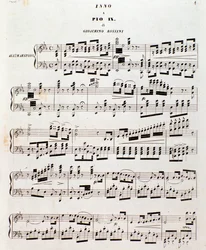 Page de partition musicale Hymne populaire pour Pie IX par Gioacchino Rossini