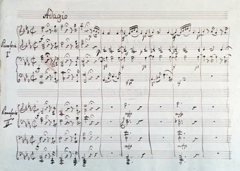 Page de la symphonie réduite à deux pianos et huit mains de Die Zauberflöte, opéra de Mozart, version Lichtenthal (XIXe siècle)