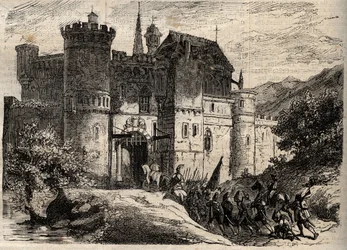 Pascal Paoli, libérateur de la Corse entrant à Bastia - gravure dans "Dictionnaire populaire illustré" - 1864