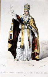 Le Pape Pie IX en grande tenue de cérémonie - gravure