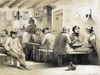 Auberge populaire "Le Carpet Franc". Illustration du XIXe siècle