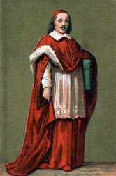 Portrait du Cardinal Jules Mazarin (Giulio Raimondo Mazzarino) (1602-1661) gravure de 1854
