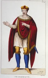 Portrait de Charlemagne ou Charles Ier le Grand (742 - 814) roi des Francs (gravure de 1830)