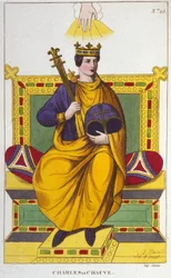 Portrait de Charles II le Chauve (823-877), roi de France gravure de 1830