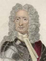 Portrait de Charles Mordaunt (ca. 1658-1735), 3ème comte de Peterborough et 1er comte de Monmouth, diplomate et militaire anglais. Gravure du 19ème siècle.