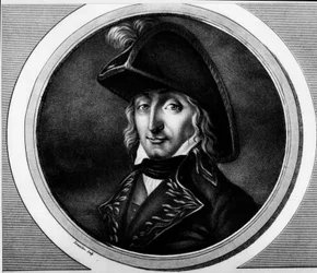 Portrait de Charles Pierre François Augereau, général français (1757-1816). Gravure dans Collection complète des tableaux historiques de la révolution française, en trois volumes