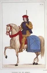 Portrait de Charles VII (1403 - 1461), Roi de France gravure de 1830
