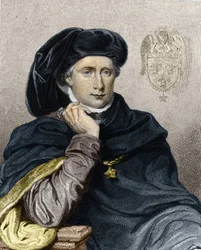 Portrait de Charles VI le Bien-Aimé ou le Fou (1368 - 1422), Roi de France - dans Histoire des Français par Lavallée, gravure, sd.