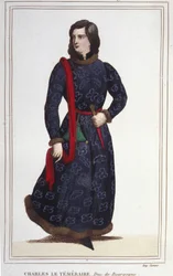 Portrait de Charles le Téméraire (1433-1477), Duc de Bourgogne. Gravure de 1830