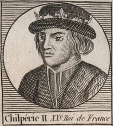 Portrait de Chilpéric II (c. 670 - 721), roi de Neustrie - gravure de « Instruction sur l