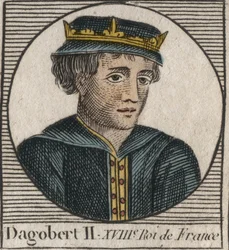 Portrait de Dagobert II, roi des Francs de 711 à 716 - gravure de «Instruction sur l