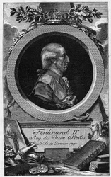 Portrait de Ferdinand Ier des Deux-Siciles (ou Ferdinand IV de Naples) (1751-1825) - Gravure du 19ème siècle