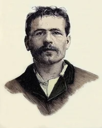 Portrait de François Claudius Koenigstein (1859-1892), activiste terroriste anarchiste français. Gravure du 19ème siècle