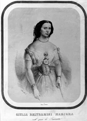 Portrait de Giulia Beltramini Marcora dans « La traviata » de Giuseppe Verdi. Lithographie de la fin du 19ème siècle