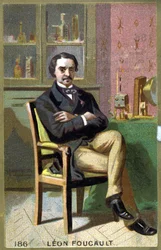 Portrait de Léon Foucault (1819 - 1868) dans son bureau.