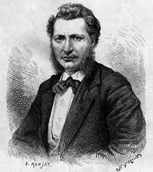 Portrait de Louis Riel (1844-1885), homme politique canadien et défenseur du peuple Métis. Gravure dans « Le journal de la jeunesse »