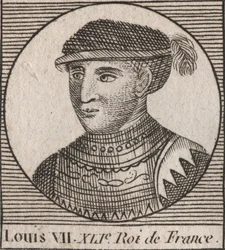 Portrait de Louis VII dit le Jeune (1120-1180), Roi des Francs de 1137 à 1180 - Louis VII (appelé le Jeune), roi des Francs - gravure de "Instruction sur l