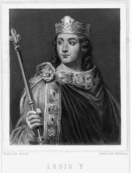 Portrait de Louis V le Fainéant (967 - 987), roi de France - dans « Histoire des Français » par Lavallée, gravure, sd