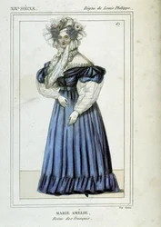Portrait de Marie Amélie de Bourbon (1782 - 1866), reine des Français, épouse de Louis Philippe Ier.