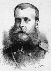 Portrait de Mikhaïl Dmitrievitch Skobeleff, général russe. Gravure dans « Le Monde Illustré » n°1301 du 4 mars