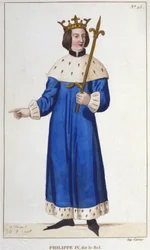 Portrait de Philippe IV le Bel (1268 - 1314), Roi de France gravure de 1830