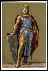 Portrait de Philippe Auguste en tenue de combat - chromo, fin 19ème siècle